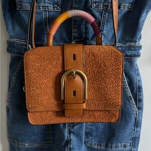 Fossil Wiley Brown Leather Top Handle Bag Crossbody Purse Small Satchel